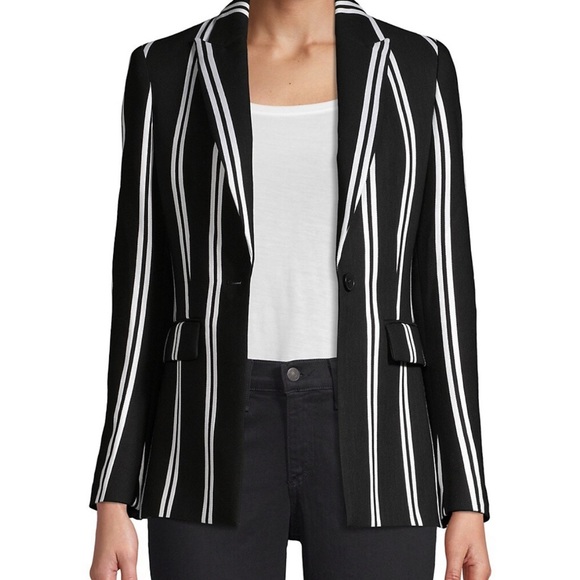 Maje Striped Blazer Black and White Pinstriped - Picture 3 of 15